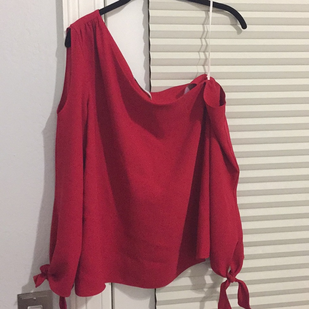 Amanda Uprichard Red classic one shoulder top